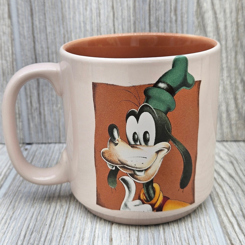 Disney Goofy Face Mug Brown Interior‎ Orange Handle Coffee Tea Cup